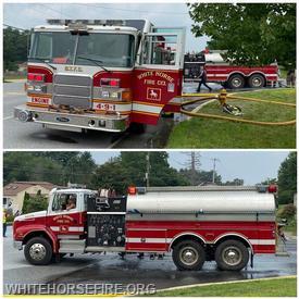 Engine 49-1 and Tanker 4-9 at the fill site at Saint Peter Catholic Church on Route 82 in West Brandywine Township
