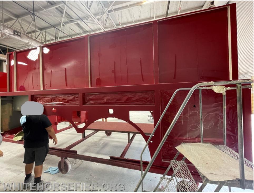 December 1, 2023
The body/compartments in the last stage of paint. Pictures of the Kenworth chassis on the production floor.